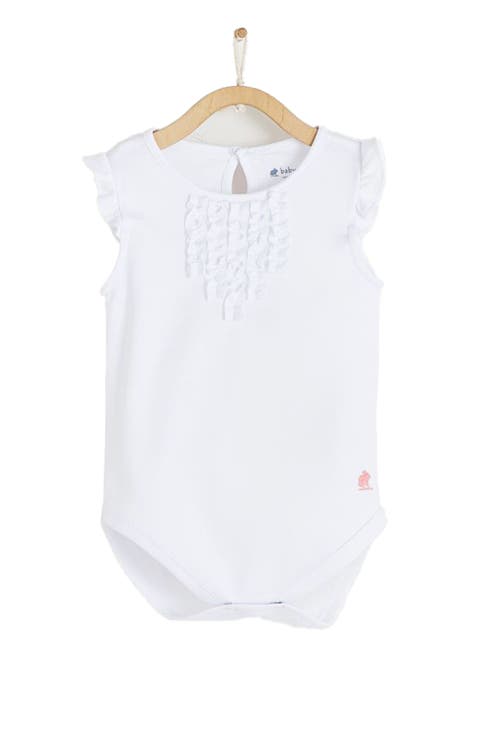 Premium Peruvian Pima Cotton Essentials Flutter Short Sleeve Bodysuit For Infant