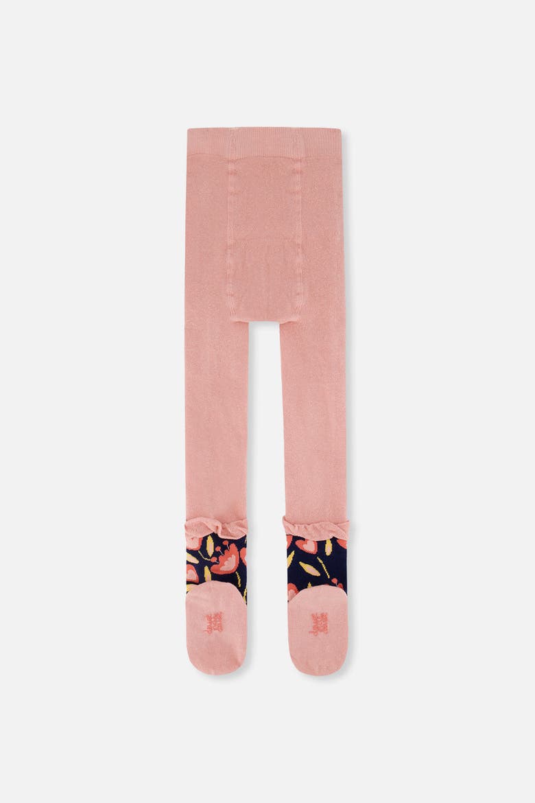Tulip Ankle Frill Stretch Knit Tights, Alternate, color, Pale Dusty Pink and Navy