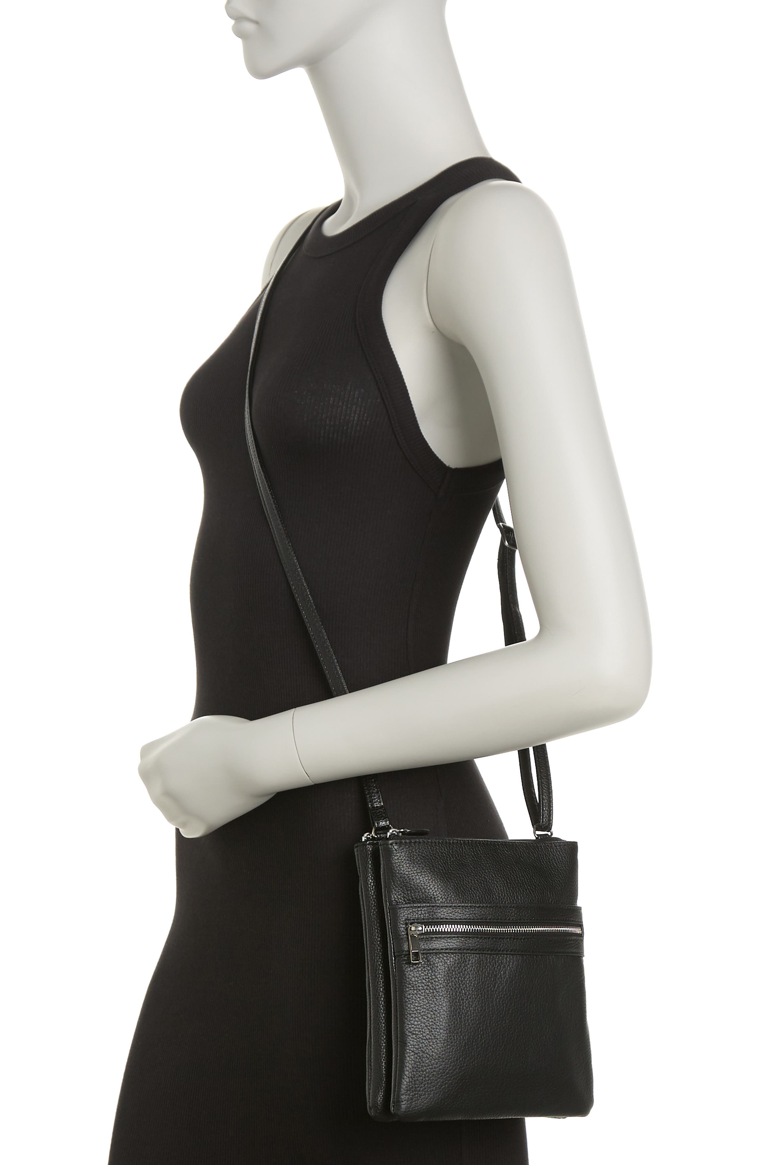 MUNDI SMALL LEATHER GOODS MUNDI Felicia Leather Crossbody Bag, Alternate, color, Black