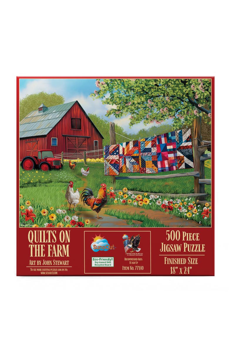 Sunsout Quilts on the Farm 500 piece Jigsaw Puzzle for Adults, Alternate, color, Multicolor