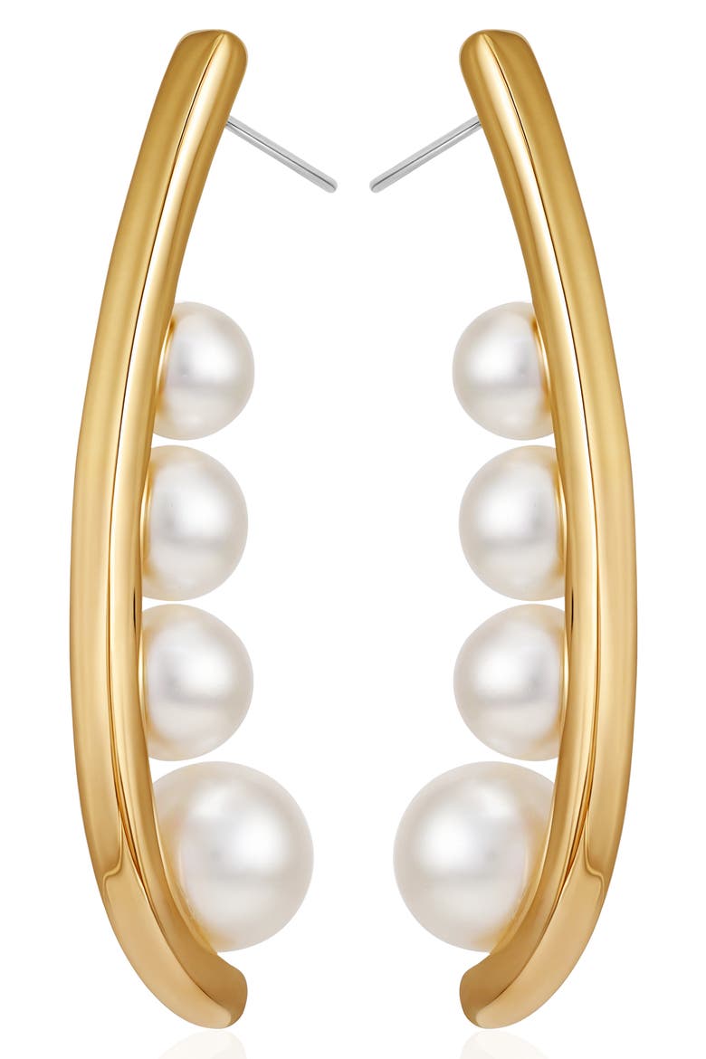 Linear Stud Earrings, Alternate, color, GOLD/ WHITE