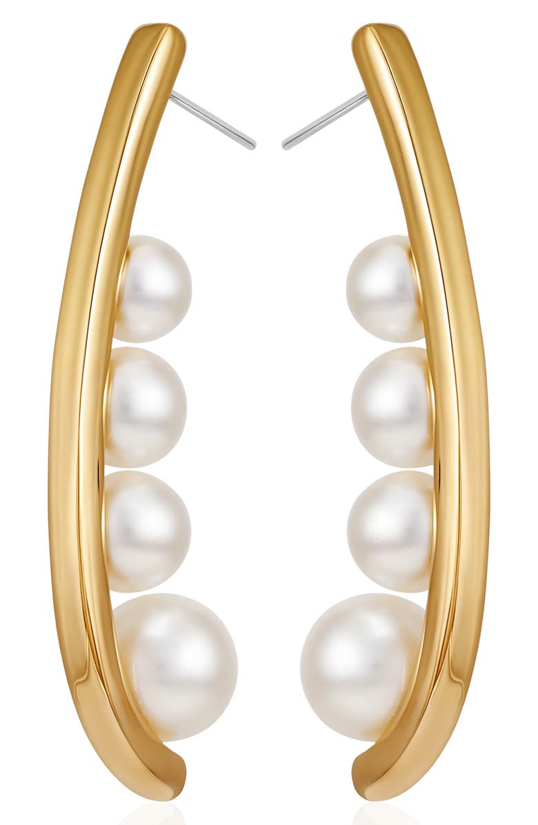 Vince Camuto Linear Stud Earrings, Alternate, color, Gold/ White