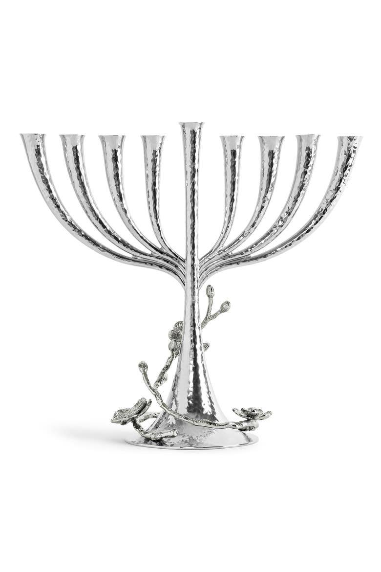 White Orchid Menorah, Alternate, color, SILVER