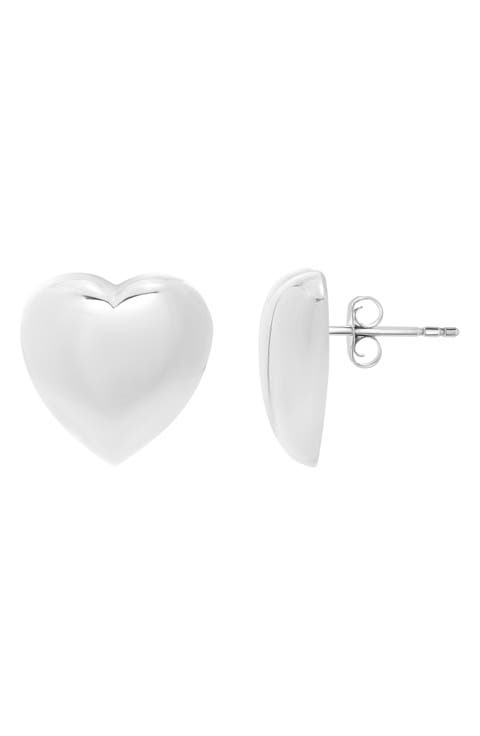 Puffed Heart Stud Earrings