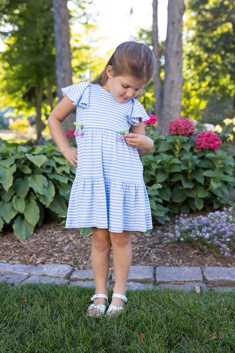 Stripe Knit Dress With Heart Cherries, Alternate, color, Blue/White