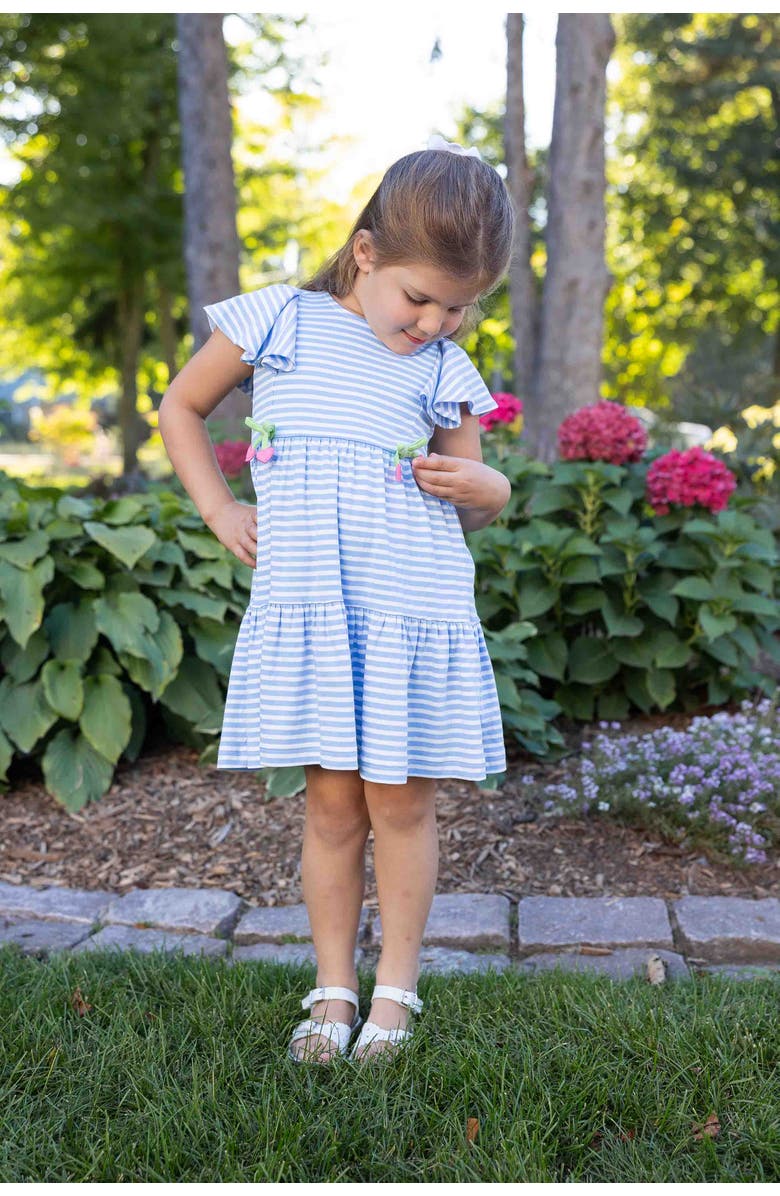 Florence Eiseman Stripe Knit Dress With Heart Cherries, Alternate, color, Blue/White