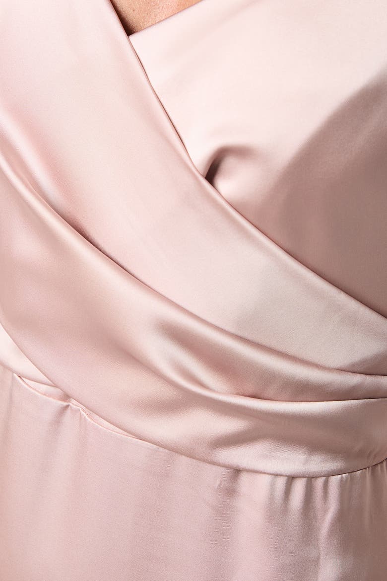 Wrap Waist Satin Cami Bridesmaids Dress, Alternate, color, Mocha