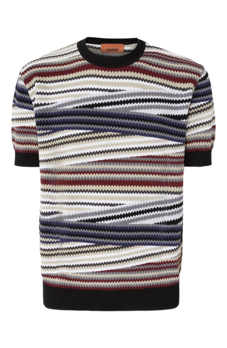 Missoni Short Sleeve T-shirt With Striped Micro Zigzag, Alternate, color, Multicoloured