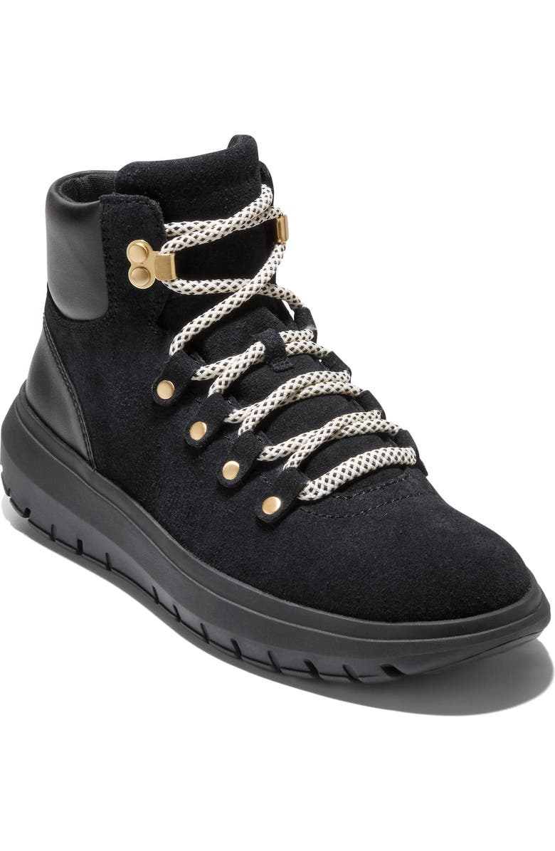Cole Haan Grand Raelyn Waterproof Hiking Boot, Main, color, Black Suede/ Black