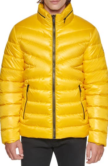 Kenneth Cole New York Hooded Puffer Jacket In Yellow