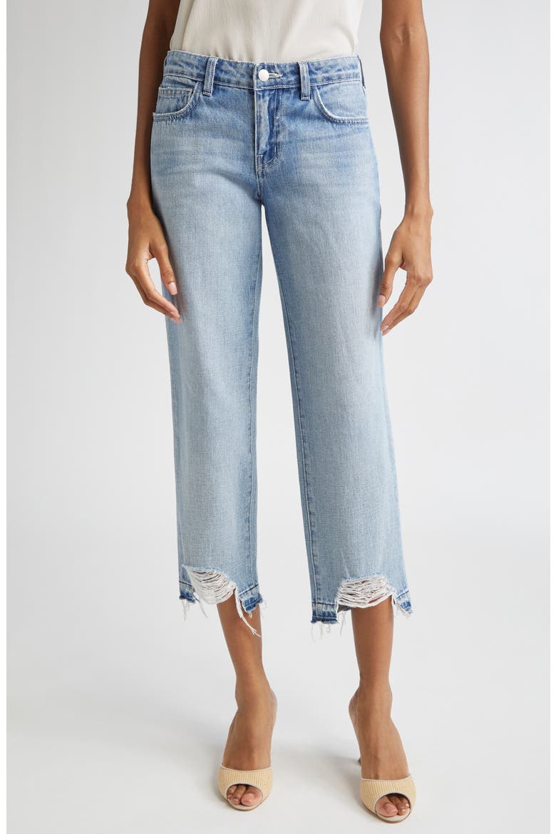 Blaine Low Rise Release Hem Crop Stovepipe Jeans, Main, color, ALBEE