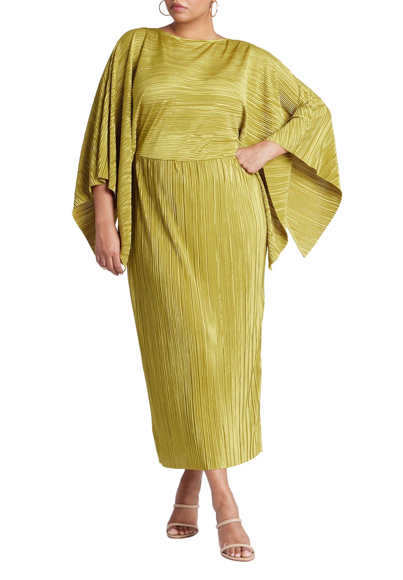 Cape Effect Plisse Dress