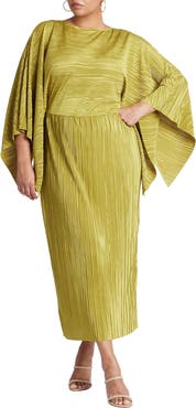ELOQUII Cape Effect Plisse Dress