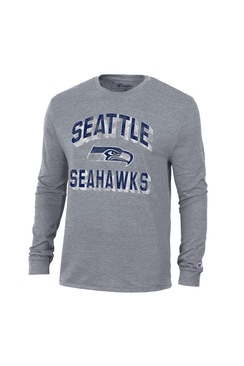 Men's Champion Charcoal Seattle Seahawks Ultimate Tri-Blend Long Sleeve T-Shirt, Main, color, Charcoal