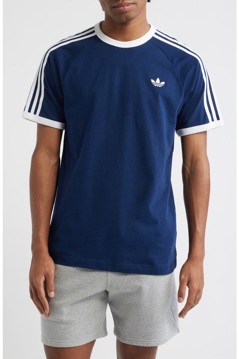 3-Stripes Cotton T-Shirt, Main, color, NIGHT INDIGO