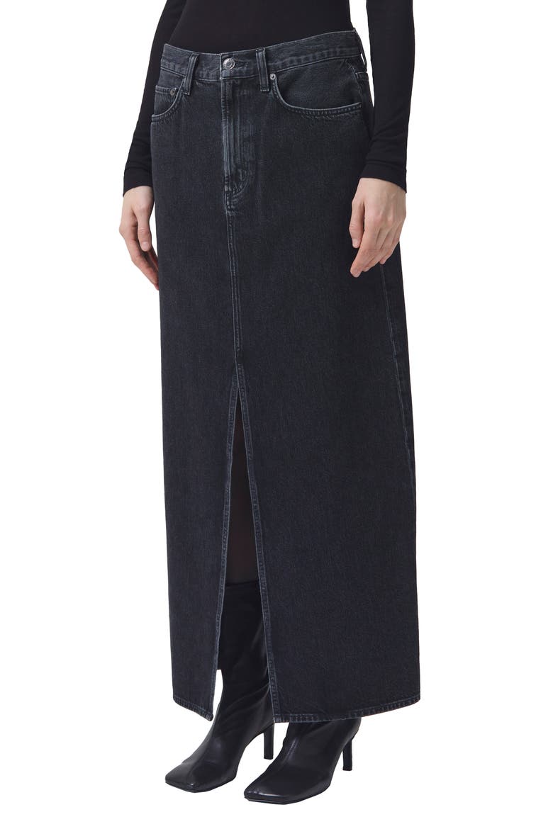 Leif Longline Denim Skirt, Alternate, color, SPIDER