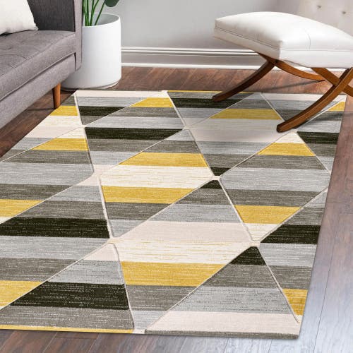 Jonathan Y Kehoe Retro Diamonds Geometric Area Rug In Yellow/gray/cream