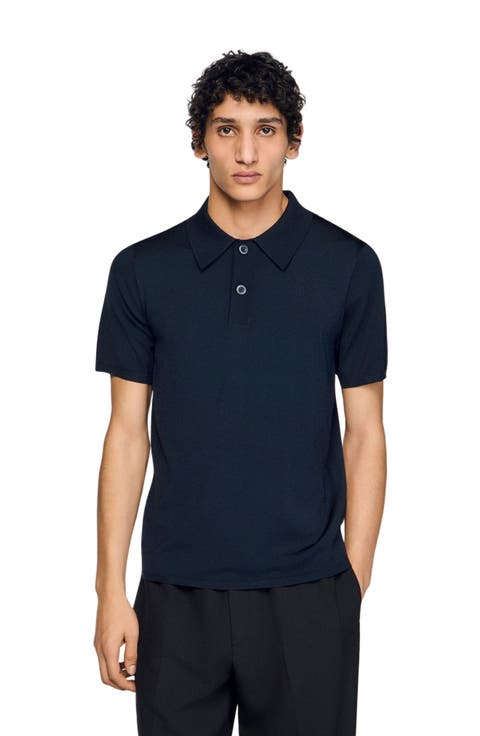 Short-sleeve knitted polo shirt