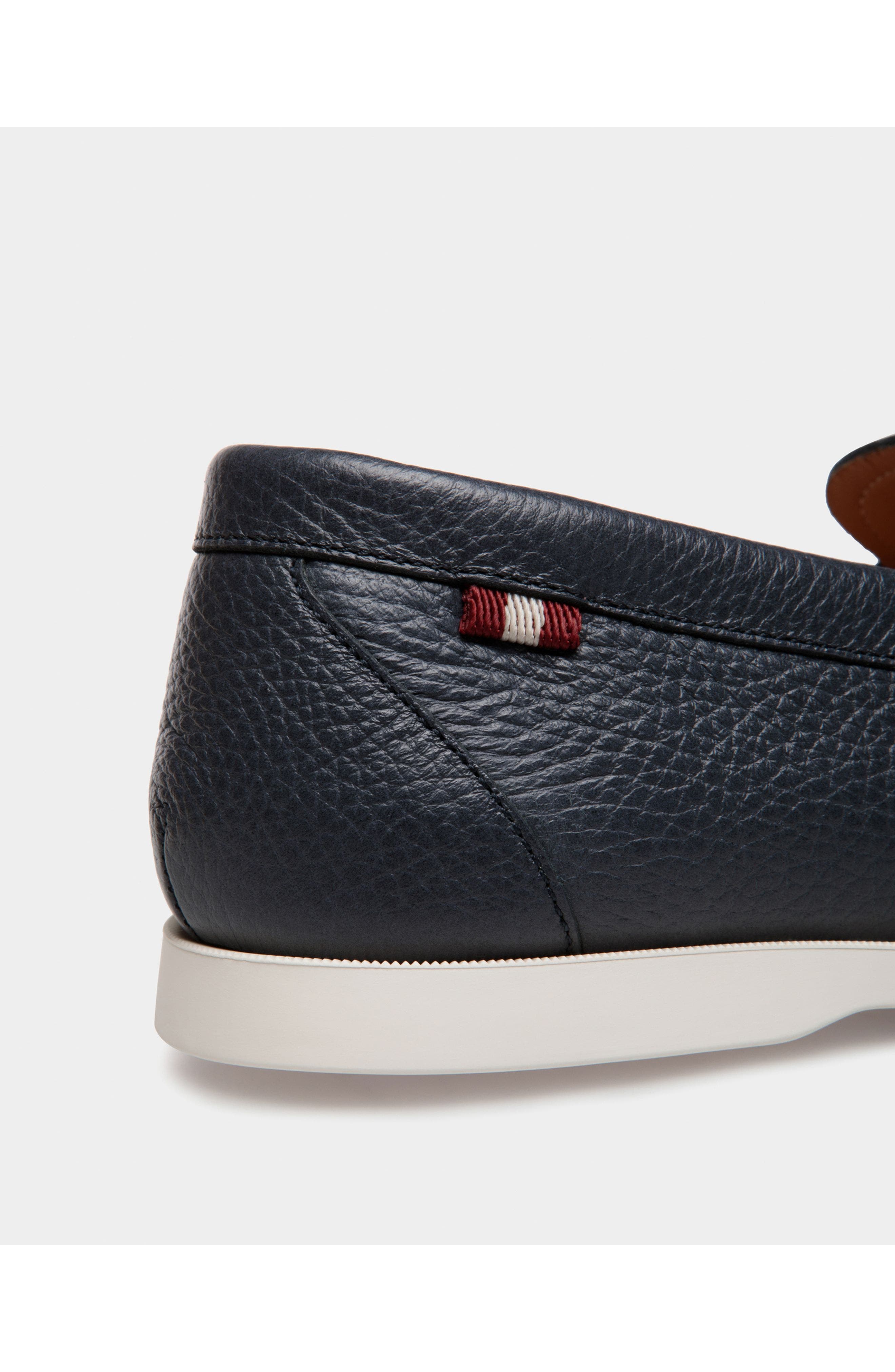 Bally Nelson Loafer In Deer Leather, Alternate, color, Blue