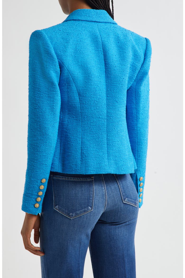 Brooke Double Breasted Crop Cotton Blend Blazer, Alternate, color, DRESDEN BL