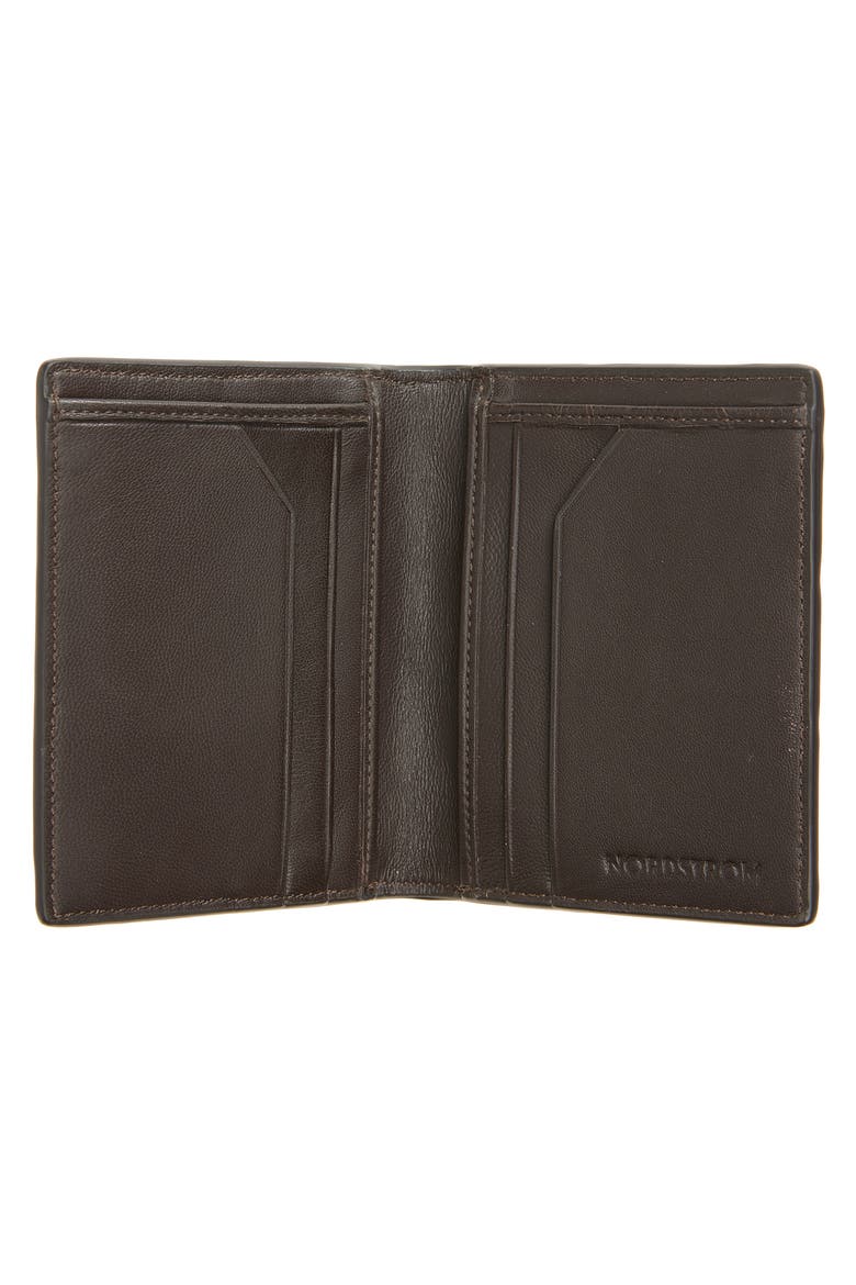 Woven Leather Bifold Card Case, Alternate, color, BROWN COFFEE