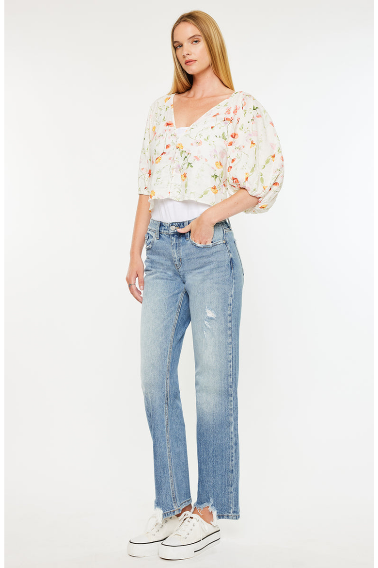 Thalia Mid Rise True Straight Leg Jeans, Alternate, color, Medium Wash