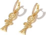 Color Shout Theta Phi Alpha Greek Letter Huggie + Charm Earrings