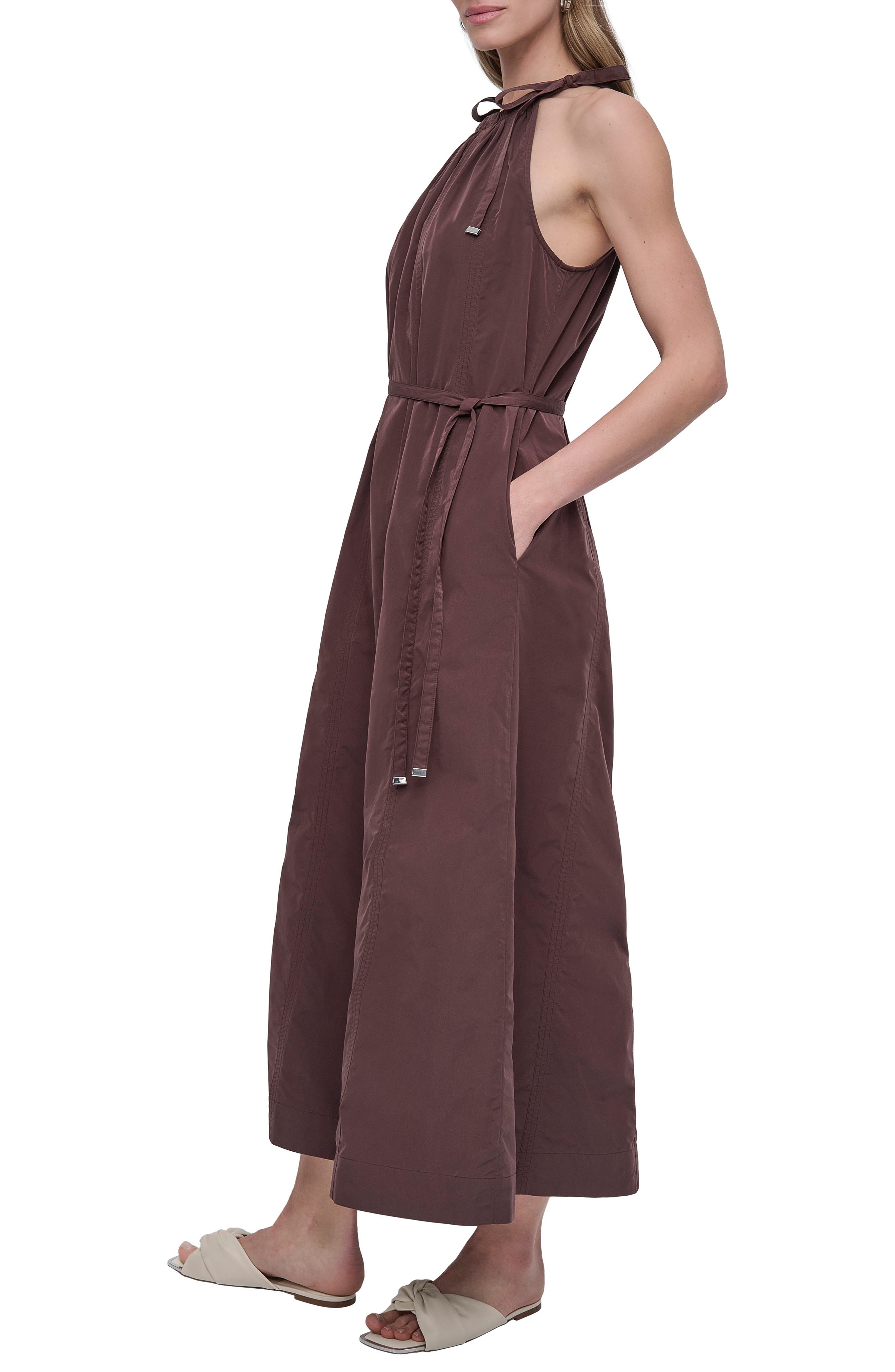 dkny halter dress Dkny Women's Halter Sleeveless Fit & Flare Maxi Dress