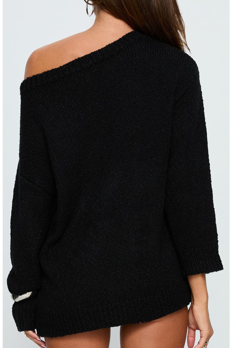 Esenia Eyelet One-Shoulder Sweater, Alternate, color, BLACK / SILVER
