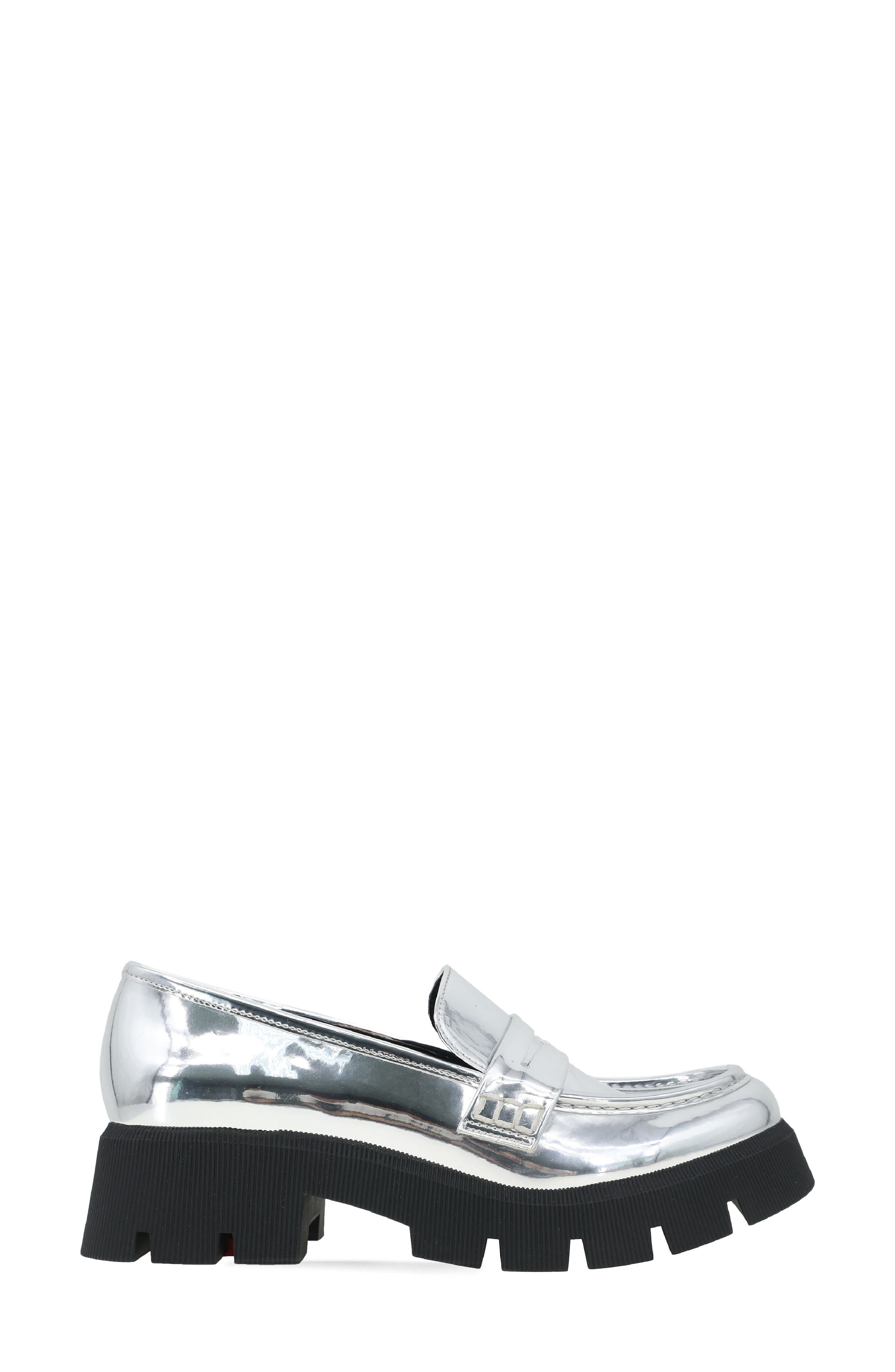BCBGeneration Rama Platform Penny Loafer, Alternate, color, Silver