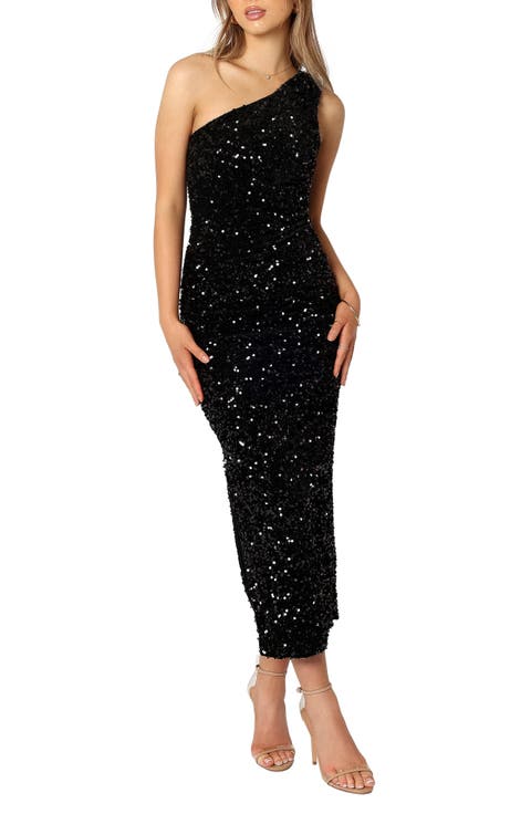 Kiki One Shoulder Sequin Midi Dress