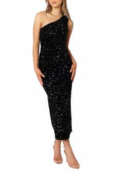Petal & Pup Kiki One Shoulder Sequin Midi Dress