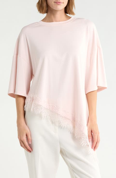 Lace Hem Assymetric Top