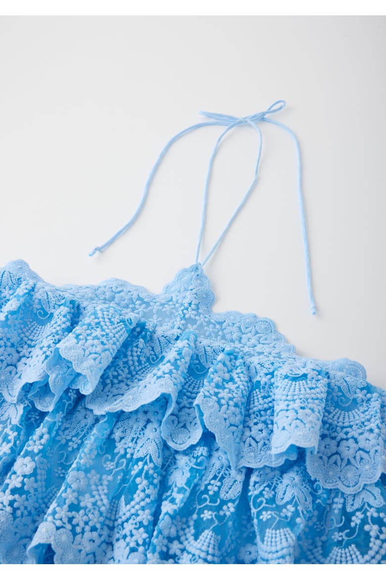 Paloma Lace Frill Mini Dress, Alternate, color, Powder Blue