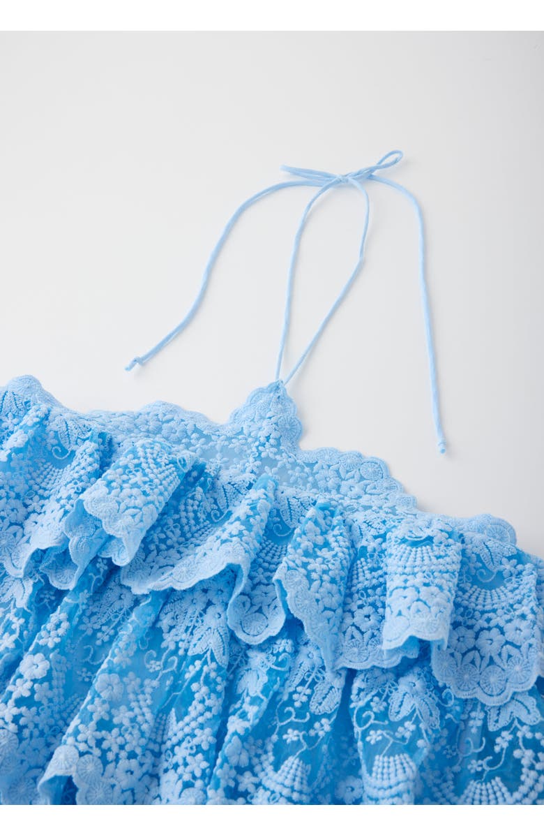 Marlo Kids Paloma Lace Frill Mini Dress, Alternate, color, Powder Blue