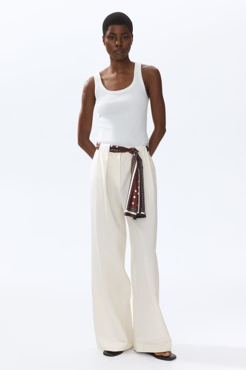 Linen-blend Scarf-detail Trousers
