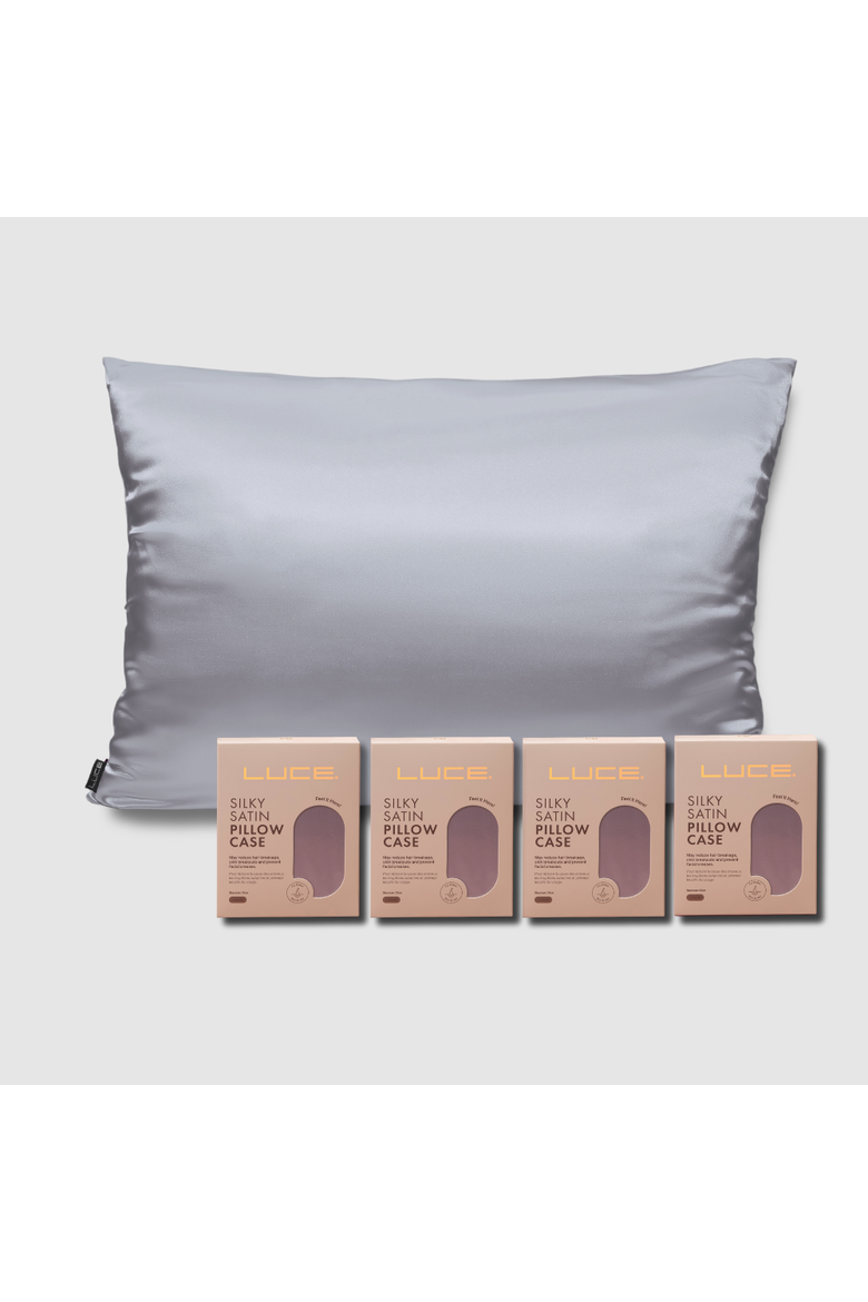 Silky Satin Pillowcase Bundle, Main, color, GREY