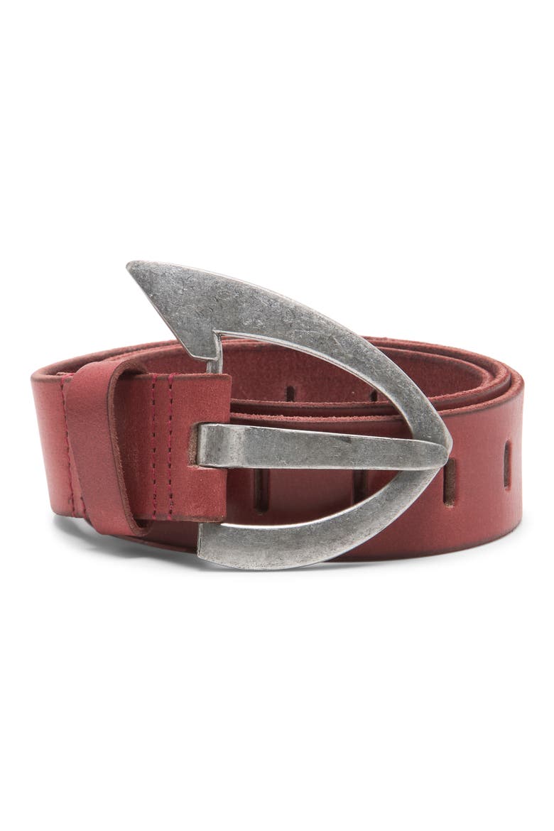 Noa Leather Belt, Main, color, CRIMSON