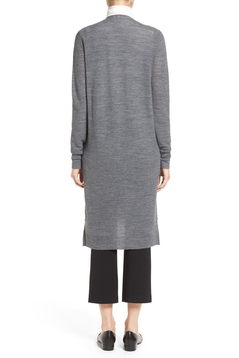 Merino Blend Long Cardigan, Alternate, color, GREY DARK HEATHER