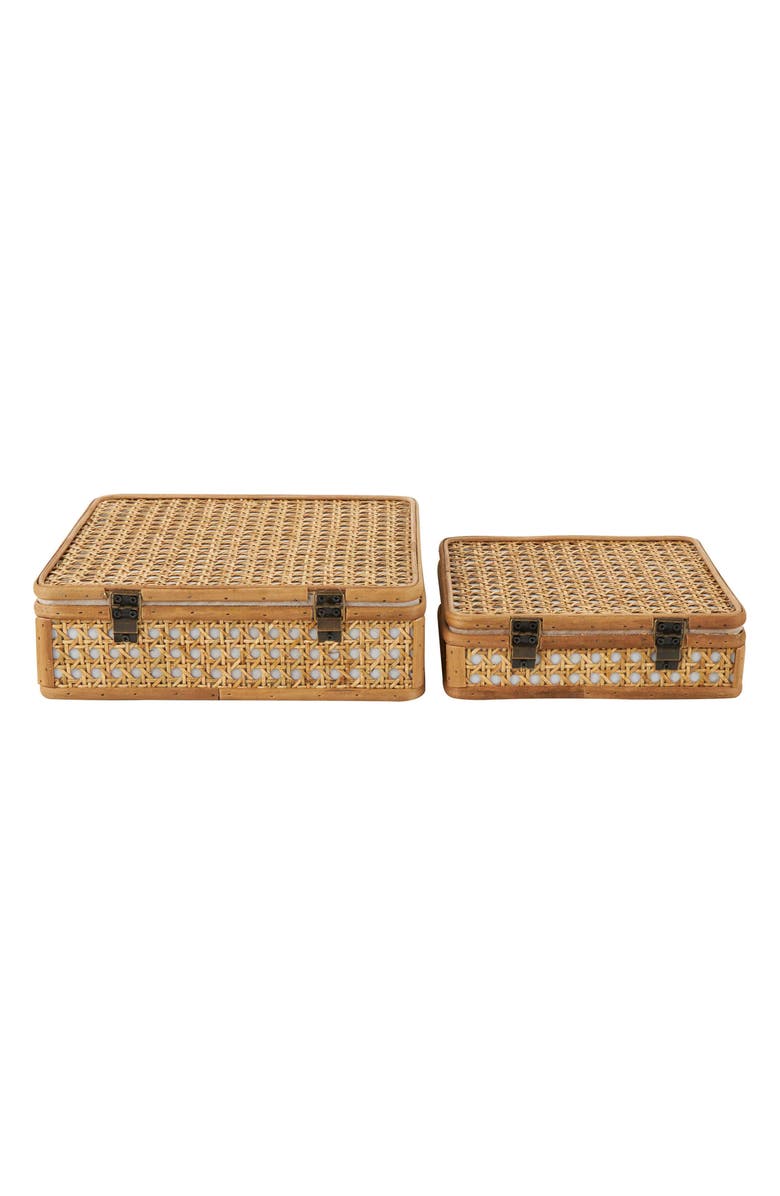 UMA Contemporary Set of 2 Natural Rattan Boxes, Alternate, color,