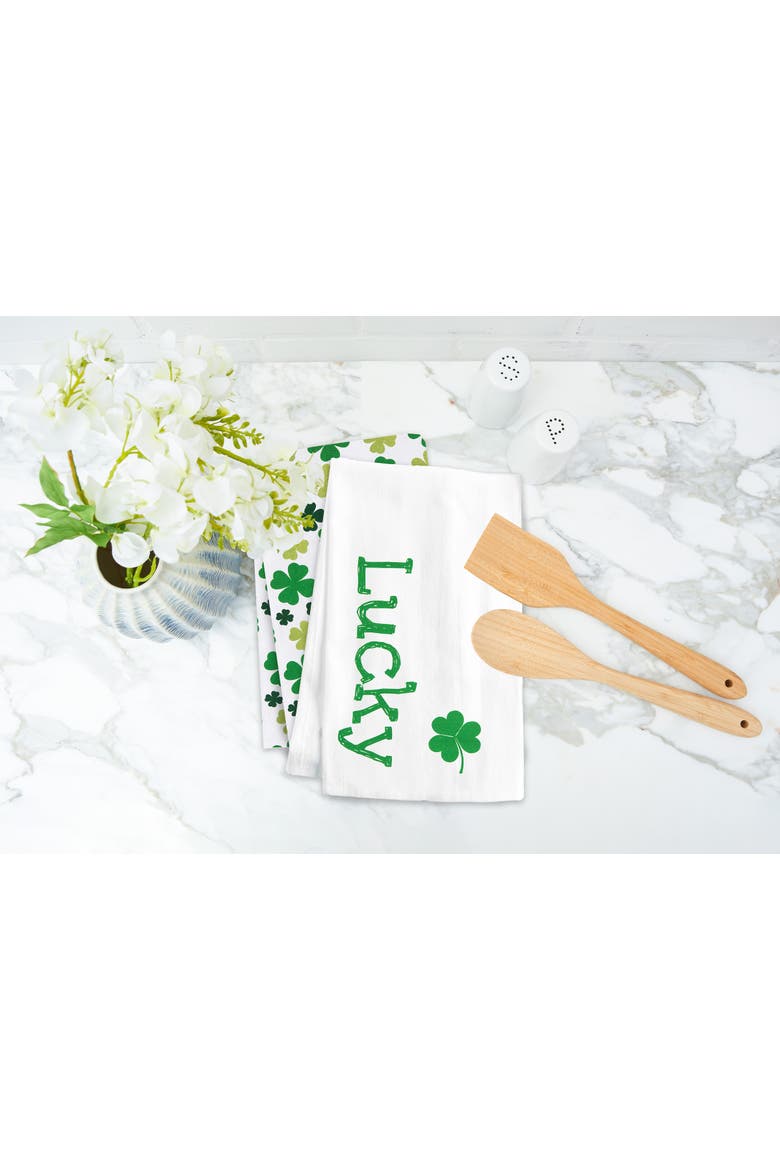 Lucky Clover Kitchen Dishtowels Set of 2, Alternate, color, Green