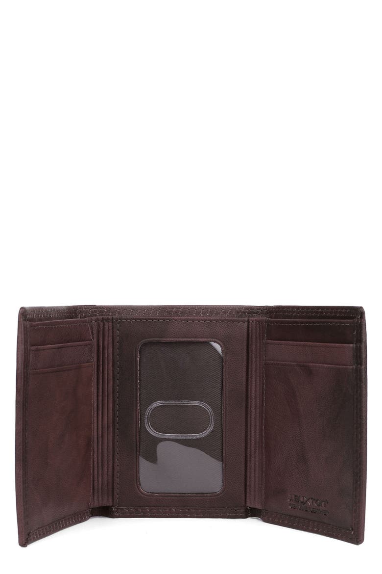 RFID Three-Fold Leather Wallet, Alternate, color, BROWN