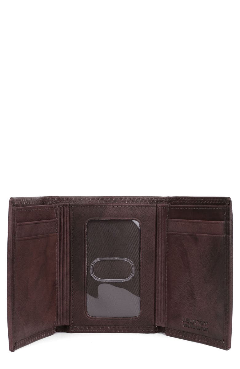 BUXTON RFID Three-Fold Leather Wallet, Alternate, color, Brown