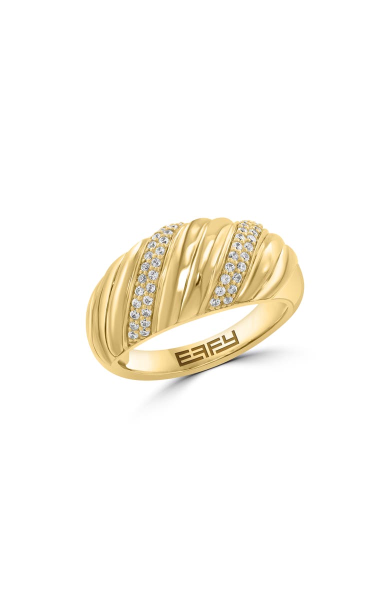 EFFY 14K Gold Plated sterling Silver Cubic Zirconia Dome Ring, Main, color, Gold