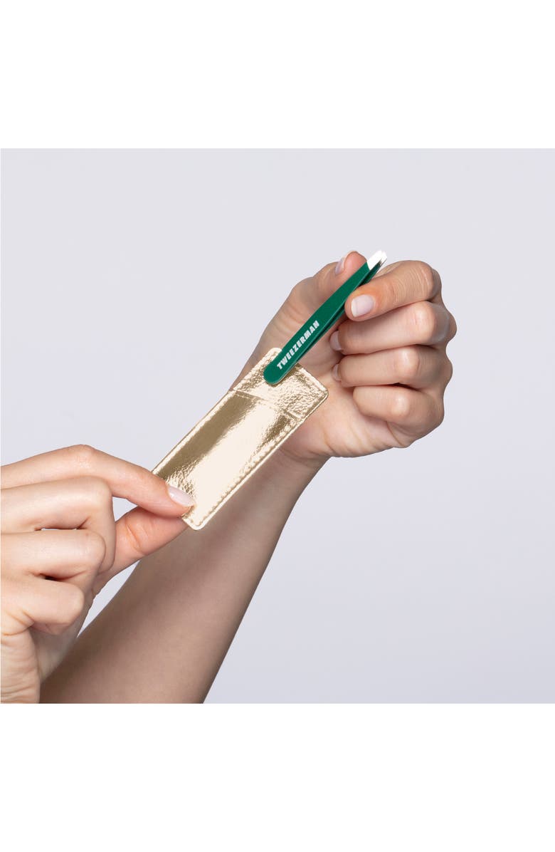 TWEEZERMAN Emerald Shimmer Mini Slant Tweezer Case, Alternate, color,