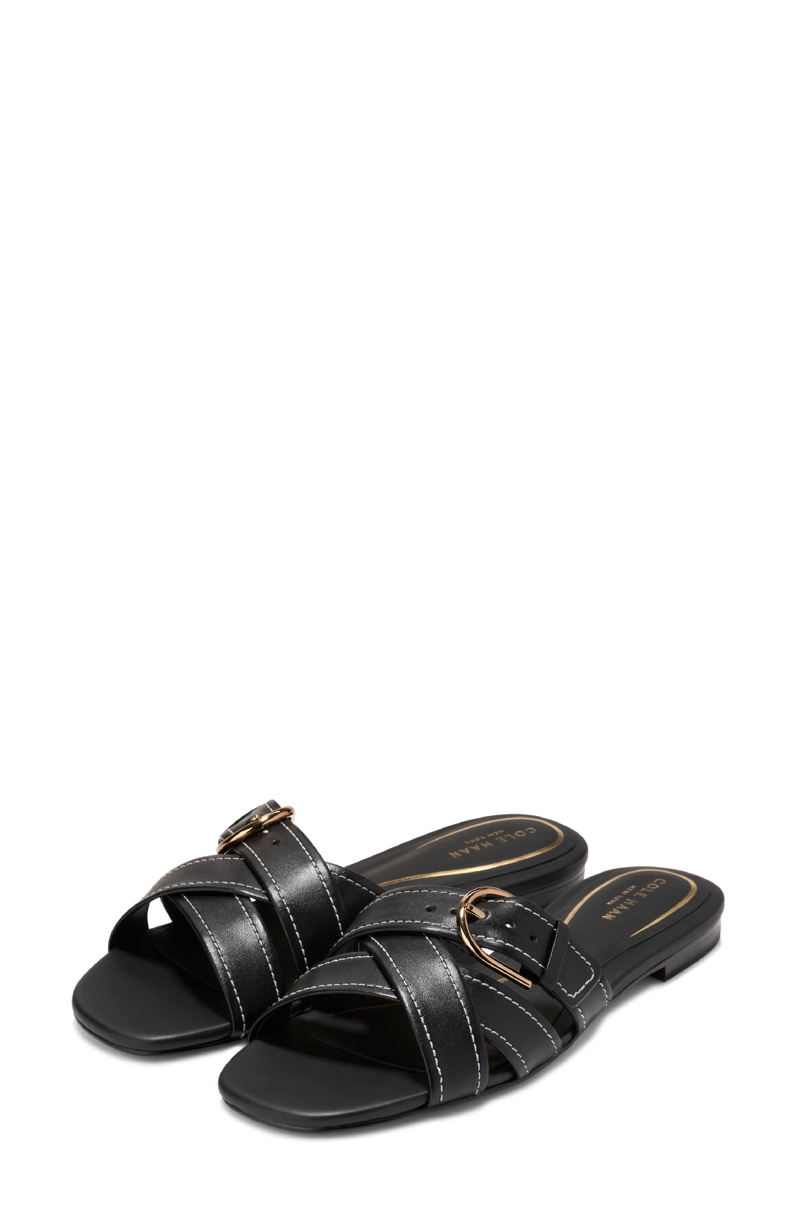 Cole Haan Velma Slide Sandal, Alternate, color, Black Leather