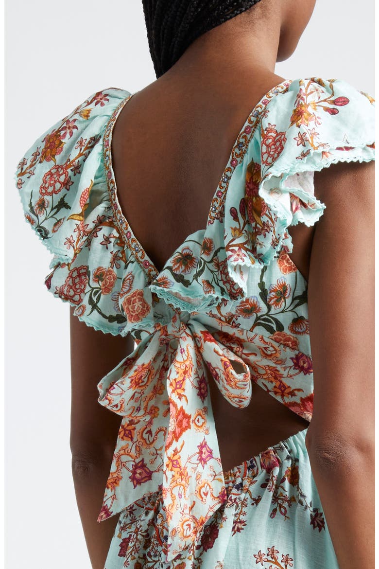 Weaving Worlds Floral Tiered Linen Maxi Dress, Alternate, color, WEAVING WORLDS