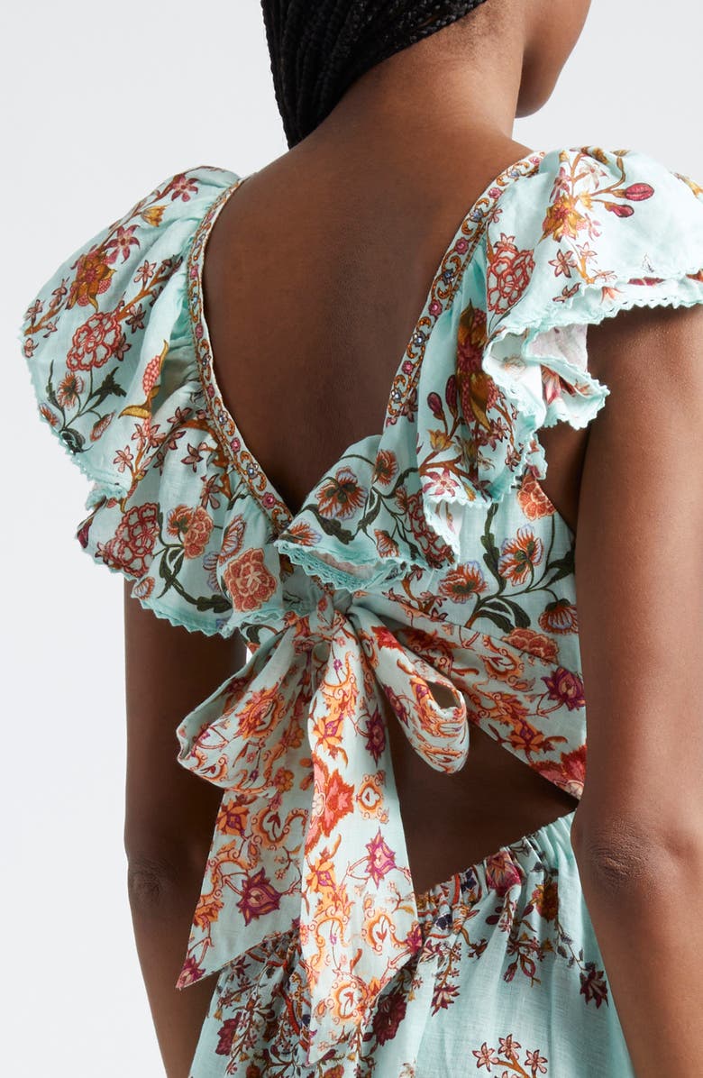 Camilla Weaving Worlds Floral Tiered Linen Maxi Dress, Alternate, color, 