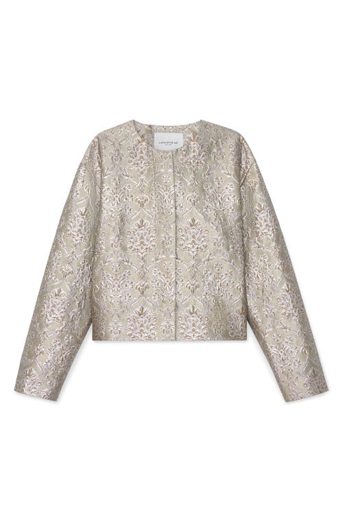 Lafayette 148 New York Baroque Metallic Botanical Brocade Collarless Jacket In Natural Multi