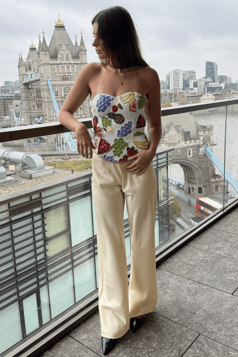 Olivette Satin Feel Wide Leg Pants, Alternate, color, Oat